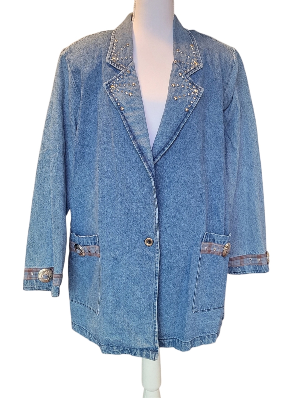 Vintage Hunters Run Western Embellished Denim Blazer Jacket